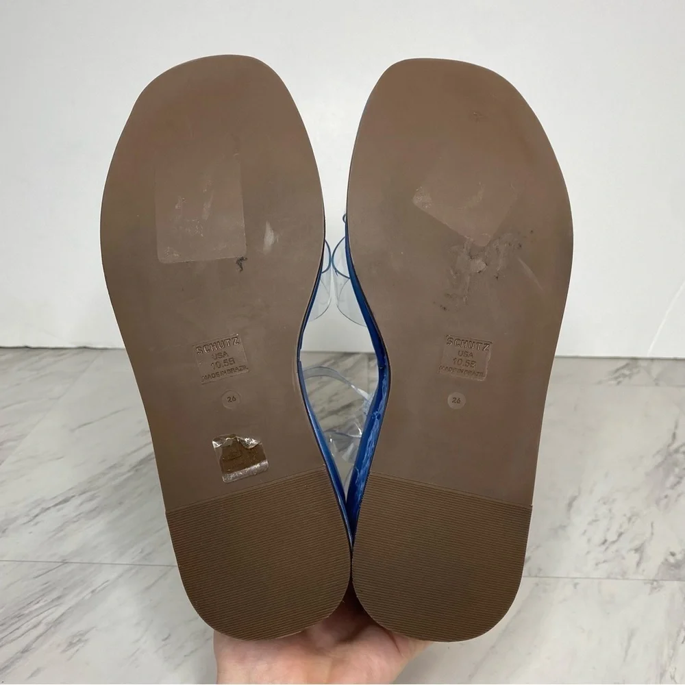 Schutz Caryne Blue Wedge Heel Sandal 10 1/2 B
